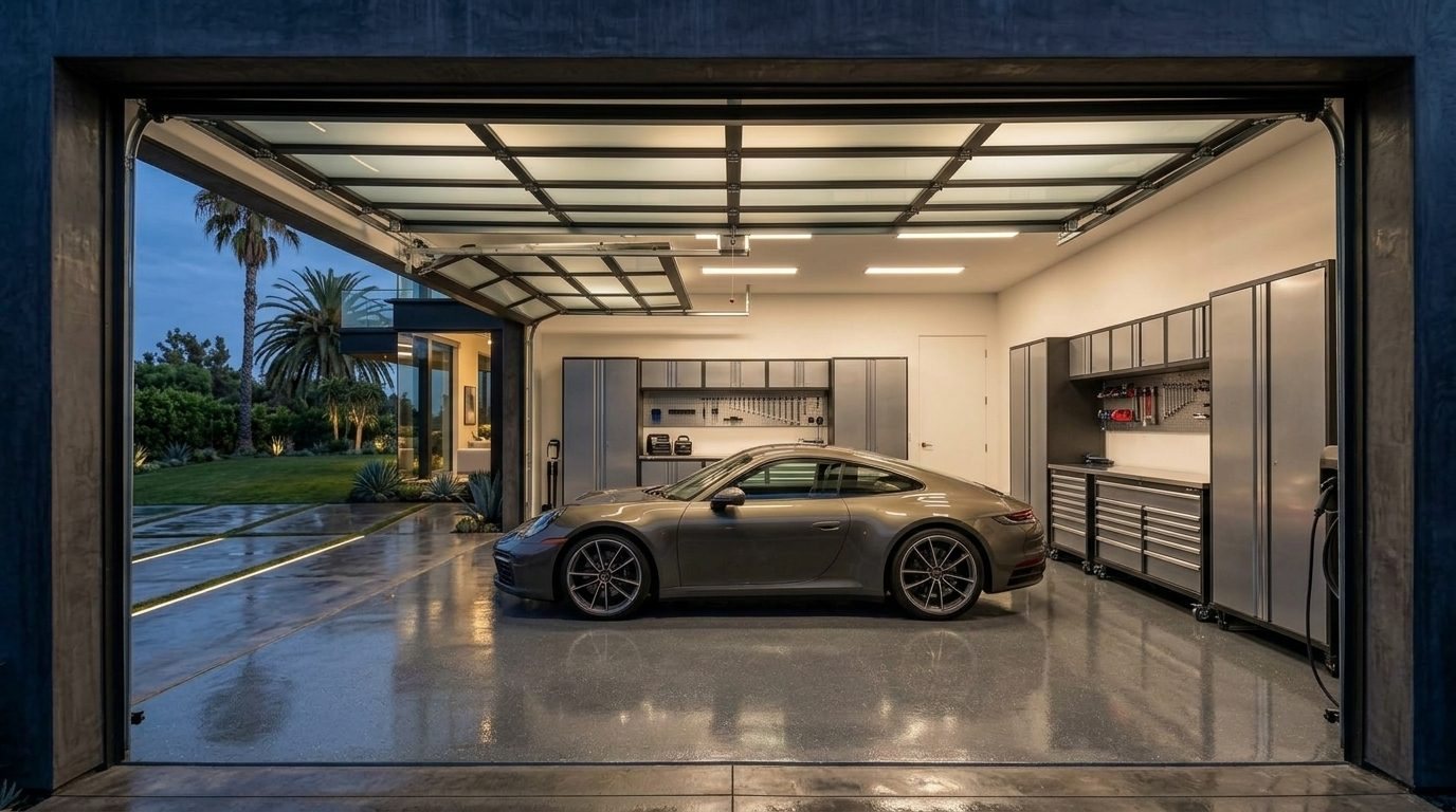 Rania Rapid Garage Door Interior View of Custom Garage Door Overhead and Workshop